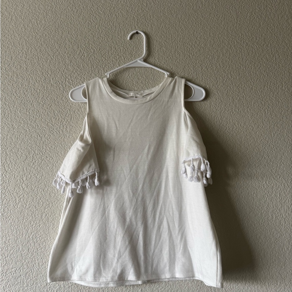 White Women’s Top with Tassel Sleeves